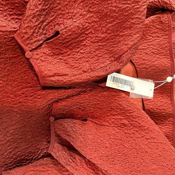 Jonathan Simkhai Arya Peplum Blouse Long Sleeve Top Size 0 Brick - Picture 6 of 11